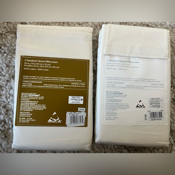 Silky Smooth Egyptian Cotton Pillowcases - Cream - Picture 2 of 2